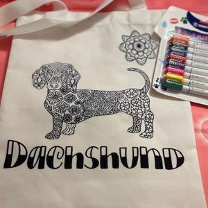 Dachshund DIY Tote Bag includes fabric markers